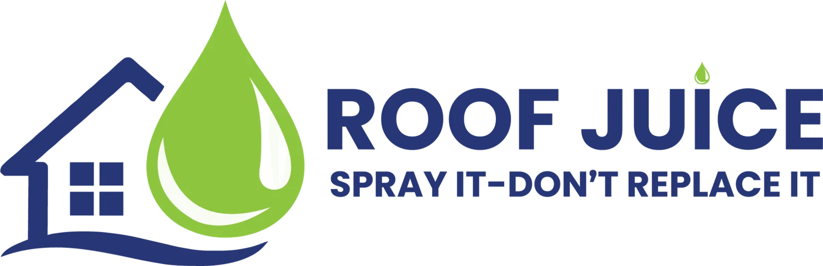 roof juice logo with tagline spray it don't replace it